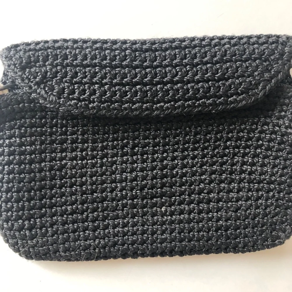 BLACK CROCHET SMALL WALLET CLUTCH